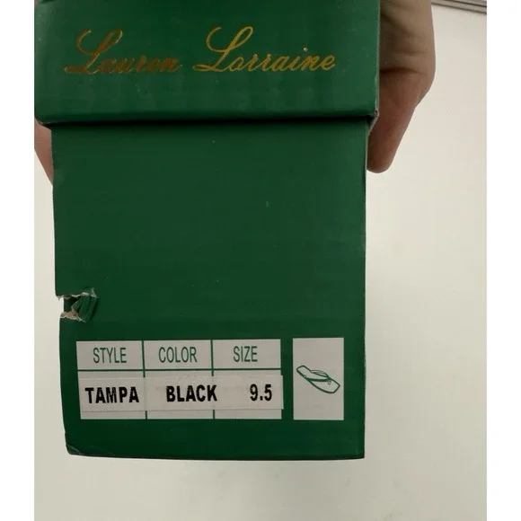 Lauren Lorraine Jellys Thong Sandal Square Toe Size 9.5 Rhinestones Tampa Black - Picture 9 of 9